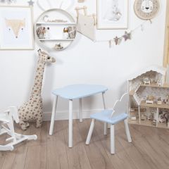 Комплект детский стол ОБЛАЧКО и стул ОБЛАЧКО ROLTI Baby (голубая столешница/голубое сиденье/белые ножки) | фото 3