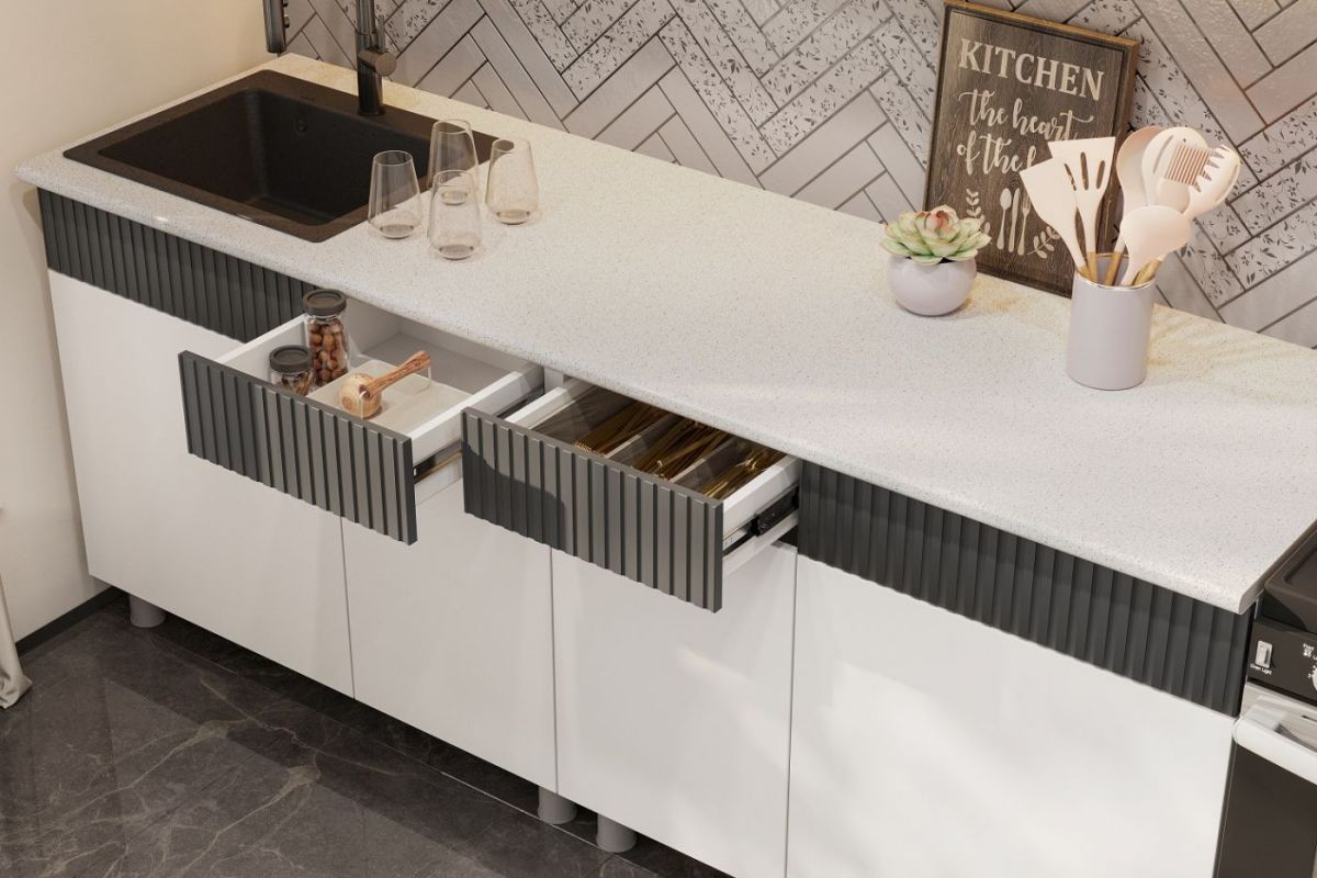 Кухонный гарнитур СОФИЯ 2.0м (Белый/Бланж/Графит/Антарес) | фото 9