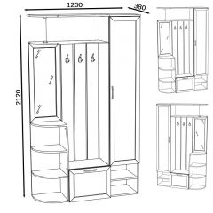 Прихожая Ксения-2, цвет венге/дуб лоредо, ШхГхВ 120х38х212 см., универсальная сборка | фото 9